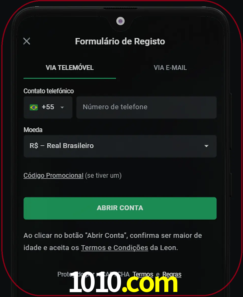 Abra o aplicativo e inicie o processo de registro.